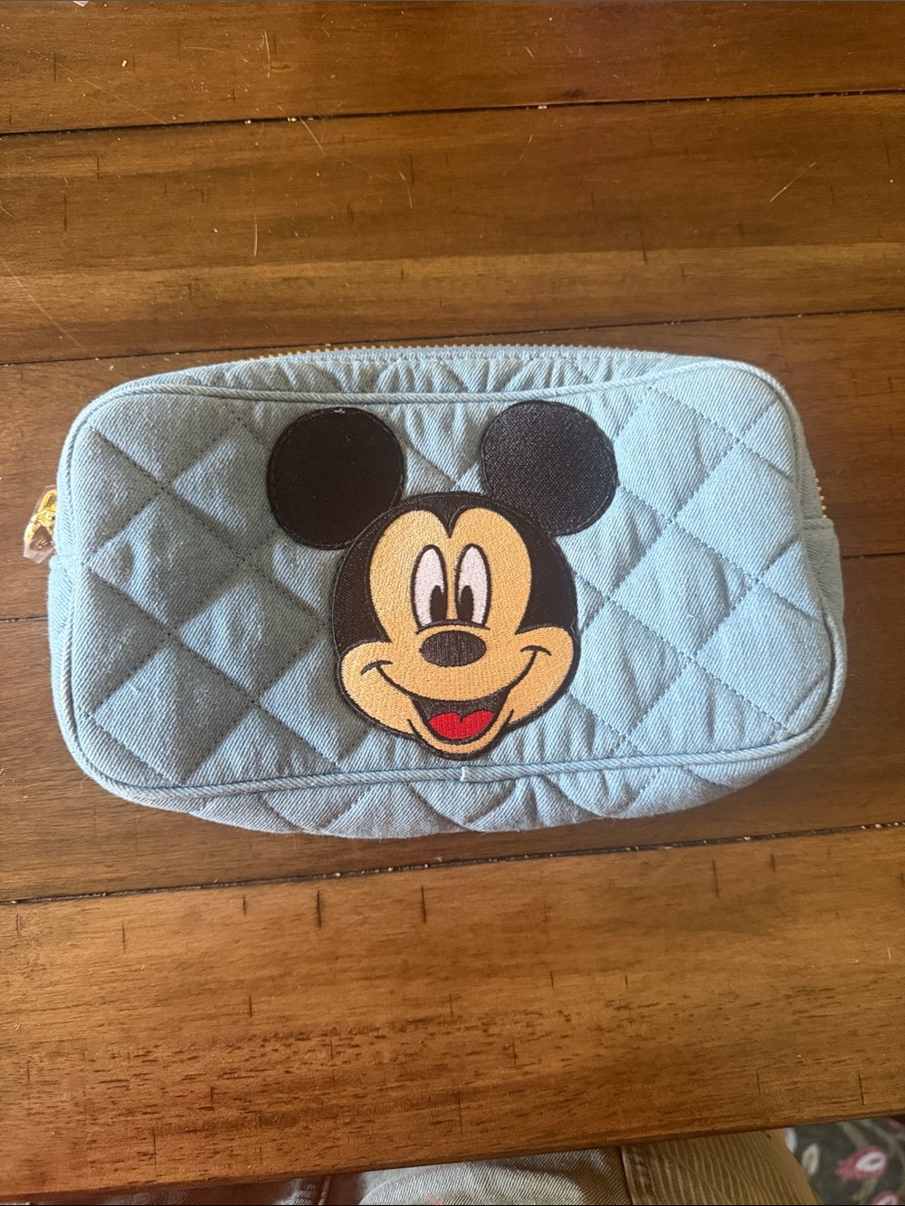 Stoney Clover Labe Quilted Light Blue Denim Mickey Mouse Small Pouch